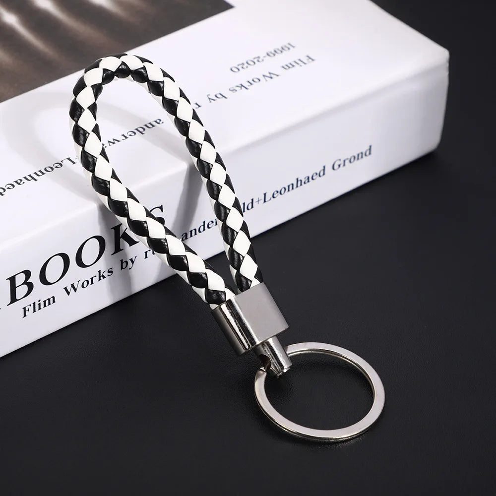 Originality PU Leather Metal Organization Rope Keychain Personality Custom Name Text Keyring Car Moto Key Ring Chain Gift