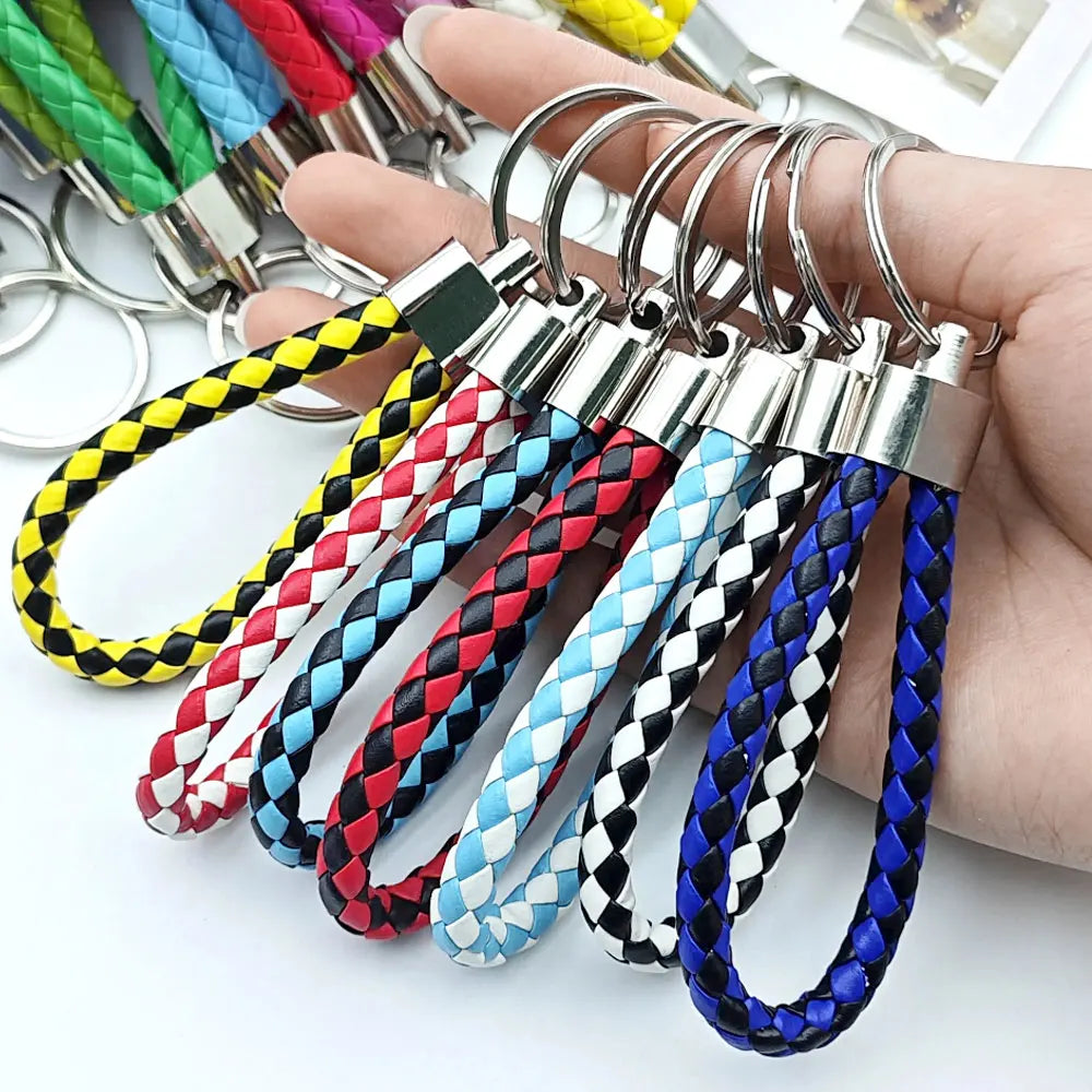 Originality PU Leather Metal Organization Rope Keychain Personality Custom Name Text Keyring Car Moto Key Ring Chain Gift