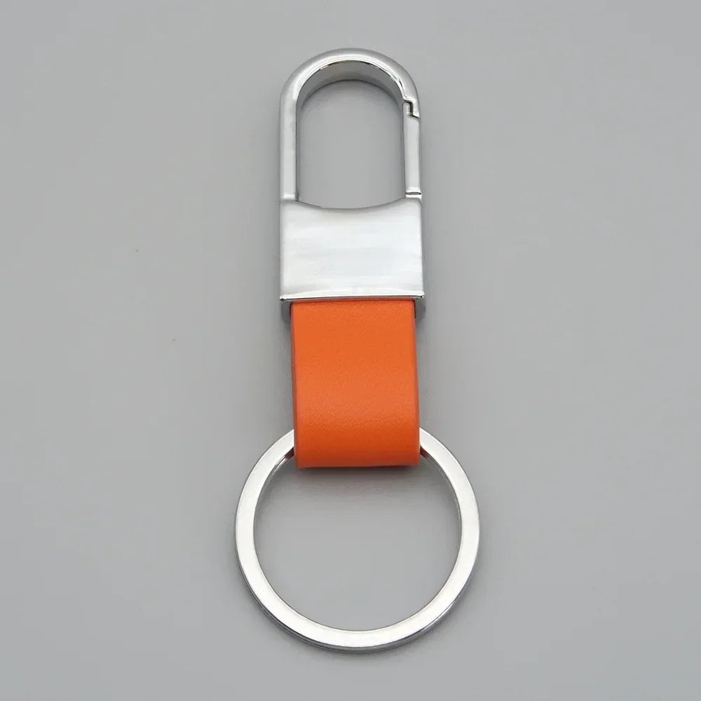 Custom Logo Name Simplicity Matte Finish Metal Leather Keychain with Laser Engraved Keyring Key Ring Chains Creative for Gif