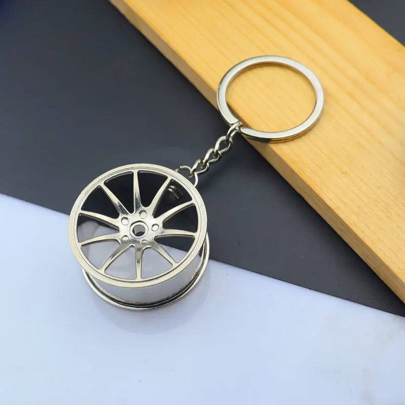 Creative Metal Mini Auto Parts Car Wheel Keychain Auto Enthusiast Keyring Accessories Key Ring Chain for Men Woman Lover Gift
