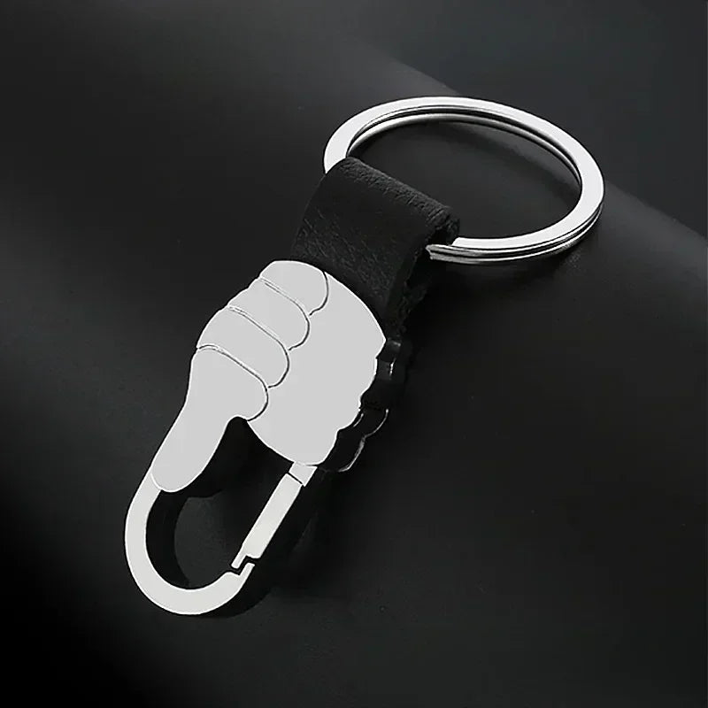 Commercial Affairs Custom Logo Name Keychain Buckle Men Car Moto Genuine Leather Key Ring Chains Men Waist Personalized Gift