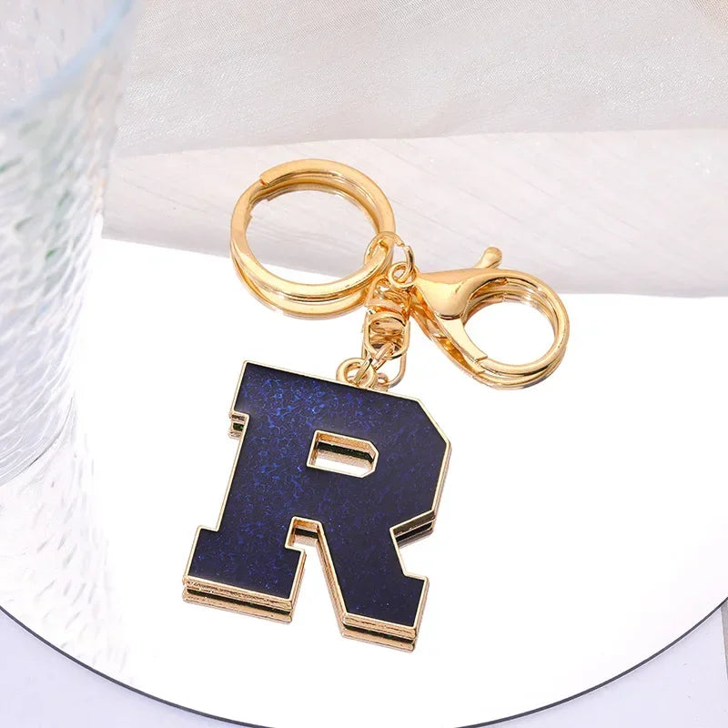 Fashion Bag Pendant Keychain A-Z Initials Keyring for Couples Metal Pendant DIY Gift for Men Women 26 Alphabet Accessories Gift