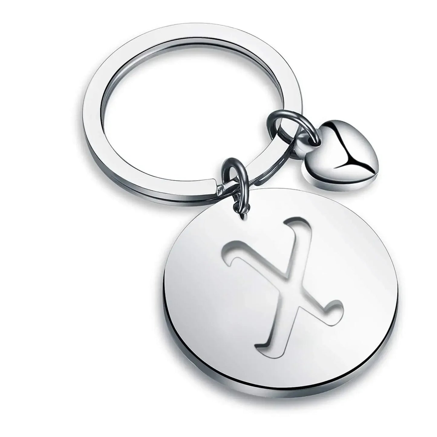1PCS/2PCS Popular A-Z Round Brand Stainless Steel Keychain 26 Letter Keyring Pendant Key Ring Buckle Chains for Car Moto Gift