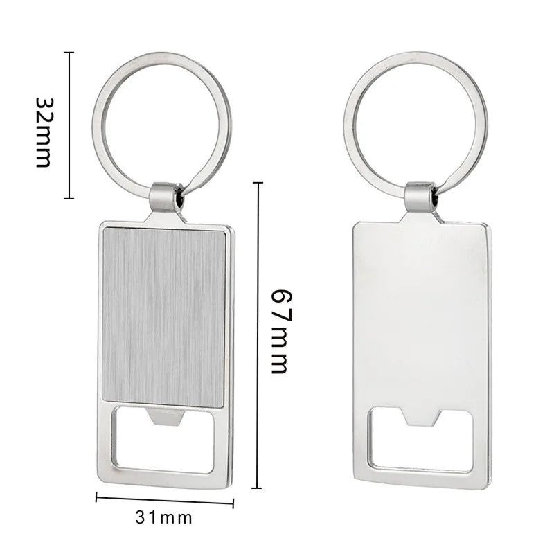 Creative Custom Laser Logo Name Keyring Metal Beer Bottle Opener Keychain Practical Printing Activity Bar Ad Key Ring Chain Gift