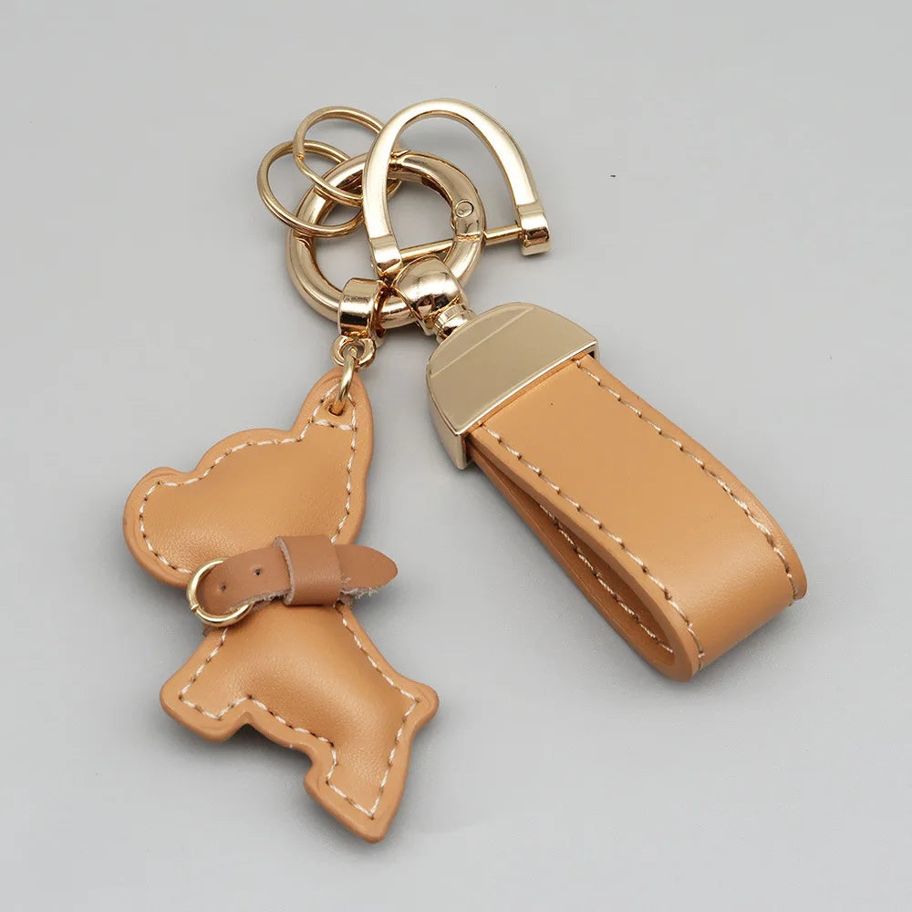 Custom Name Metal Leather Dog Keychain Pendant Moto Car Keyring Laser Engrave Text Cartoon Key Ring Chain Gift