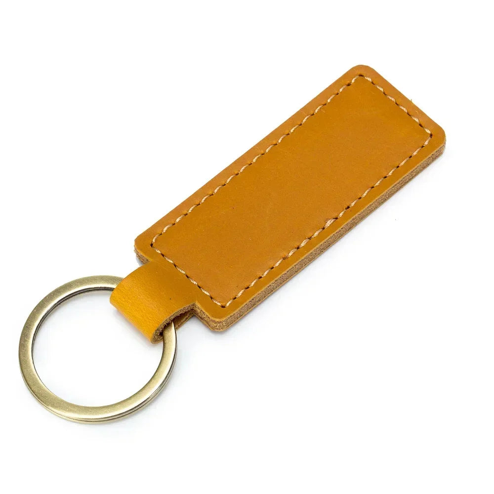 Customized Name Logo Multi Solid Color Retro and Minimalist Leather KeyChain Car Motorcycle Family Keyring Men and Women Gift