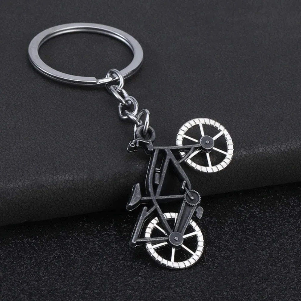 Metal 3D Three-dimensional Keychain Bicycle Backpack Originality Personalization Keyring Adventure Badge Key Chain Ring Gift