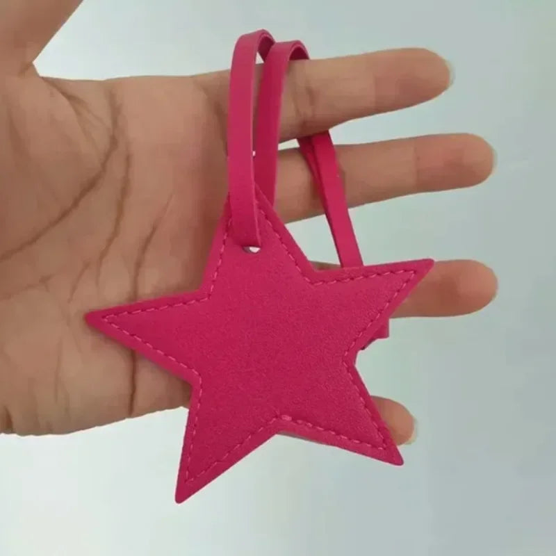 Custom Logo Name Leather Keychain Cute Star Shaped Pendant Keyring Bag Hanging Decorations Parts DIY Key Chain Ring Gift