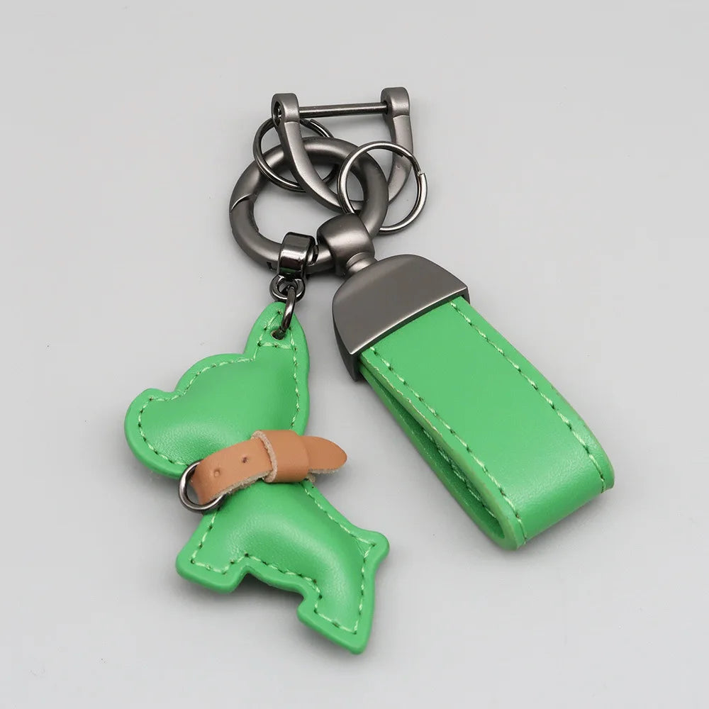 Custom Name Metal Leather Dog Keychain Pendant Moto Car Keyring Laser Engrave Text Cartoon Key Ring Chain Gift