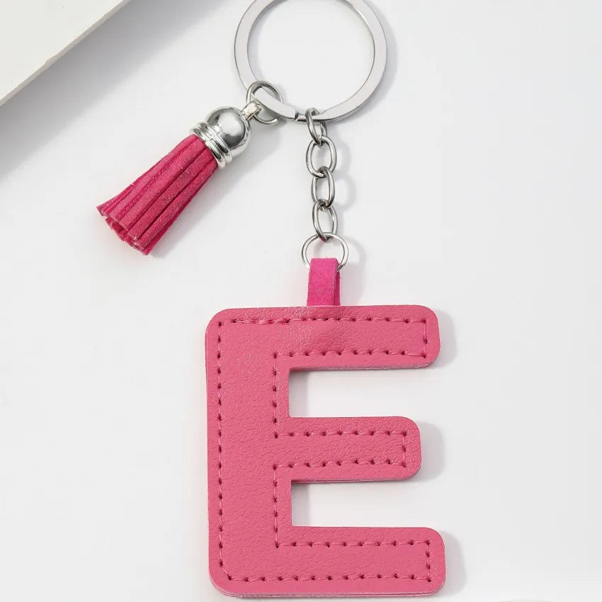 Popular A-Z Color Tassels Keychain 26 Letter Keyring Backpack Pendant Key Ring Buckle Chains for Car Moto Gift