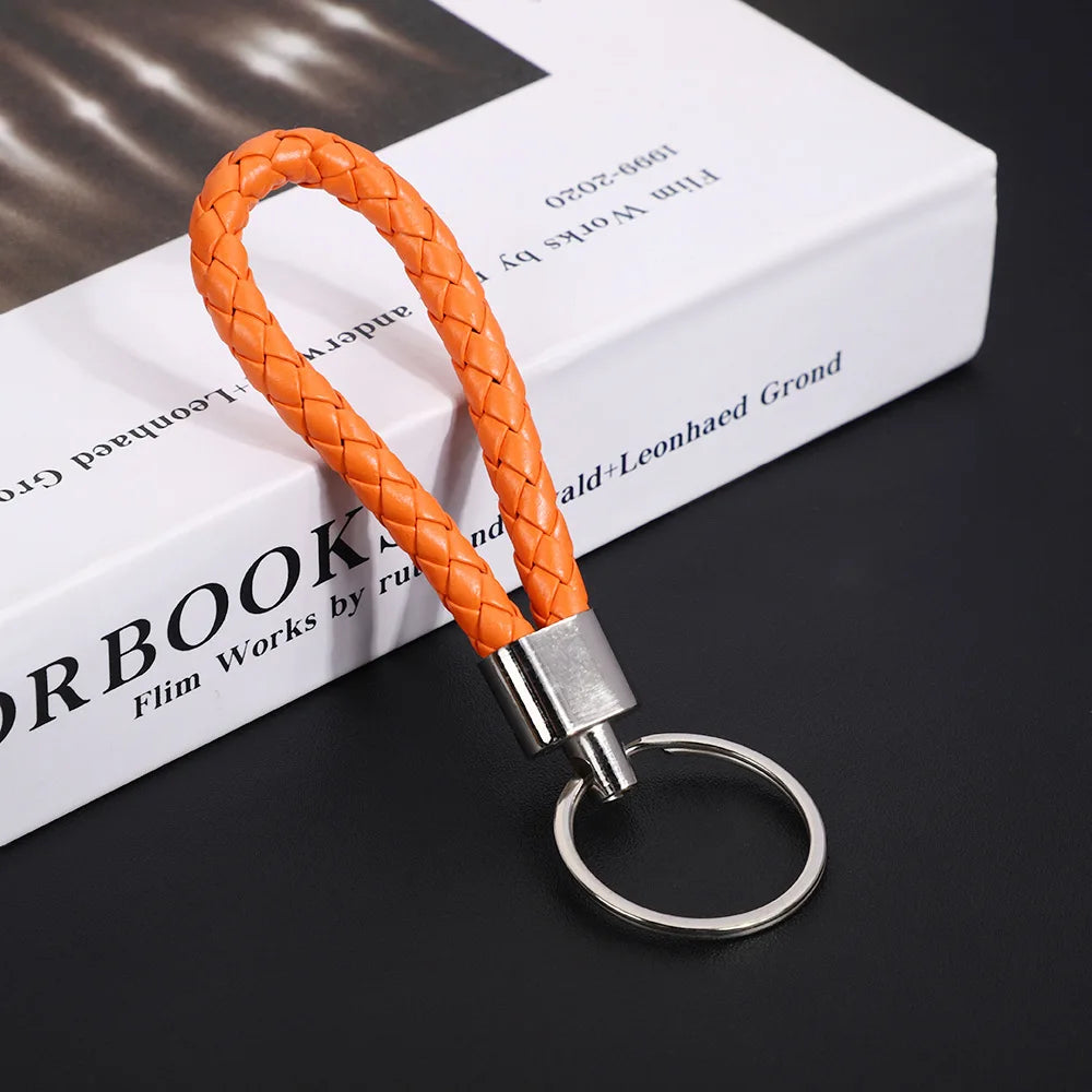 Originality PU Leather Metal Organization Rope Keychain Personality Custom Name Text Keyring Car Moto Key Ring Chain Gift
