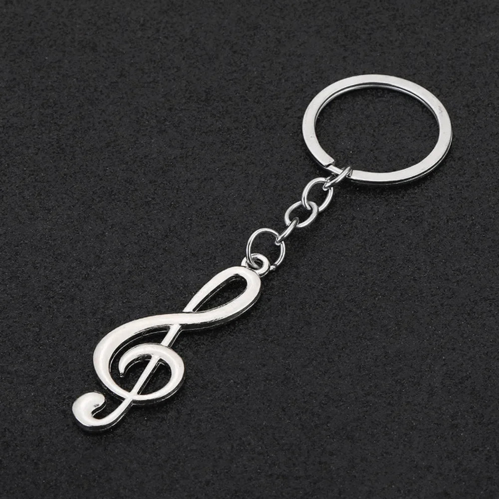 Creative Music Enthusiast Mini Metal Cute Keychain Note Pendant Key Ring Accessories Personalized Keyring Lover Small Gift