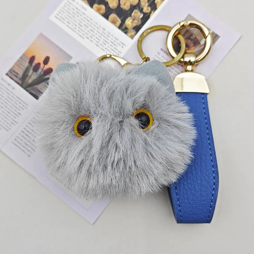 Lovely Plush Cat Doll Keychain Custom Name Cartoon Toy Keyring Pendant Bag Decor Hairball Big-eyed Kawaii Key Chain Ring Gift