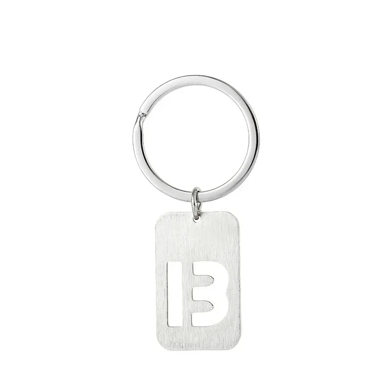 New Creative Hollowed Out 26 Letter Keychain Brushed Military Brand Pendants Key Ring Buckle Chains Car Motorcyler Keyring Gift