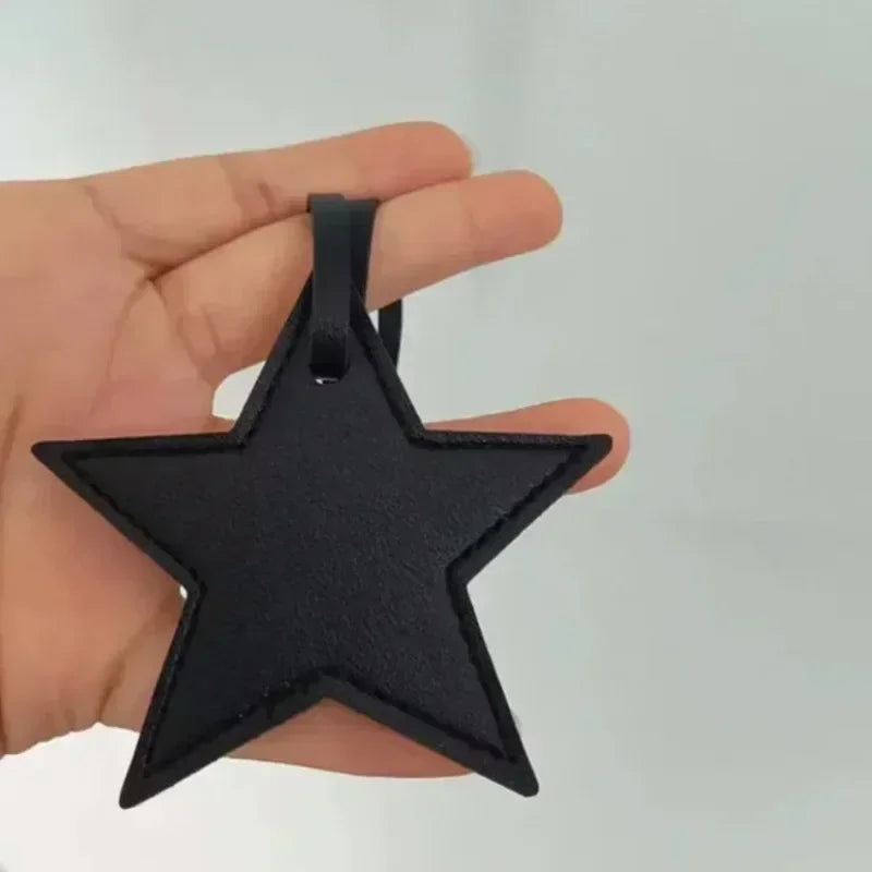 Custom Logo Name Leather Keychain Cute Star Shaped Pendant Keyring Bag Hanging Decorations Parts DIY Key Chain Ring Gift