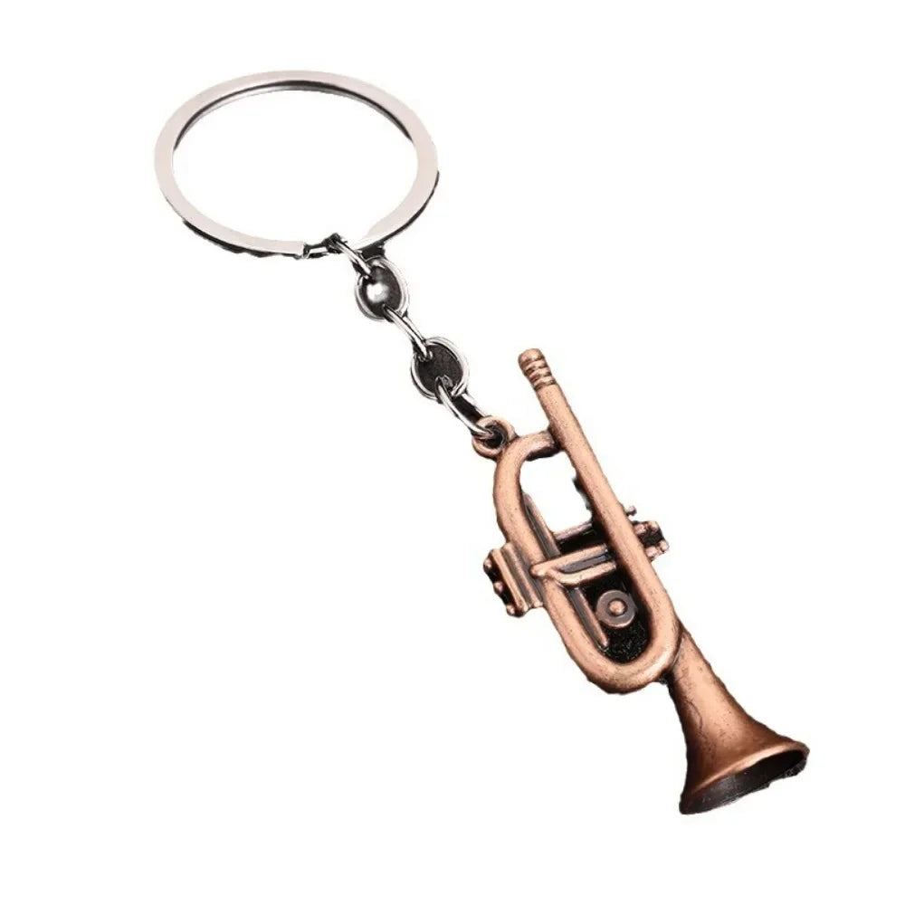 Creative Music Enthusiast Mini Metal Cute Keychain Saxophone Pendant Key Ring Accessories Personalized Keyring Lover Small Gift
