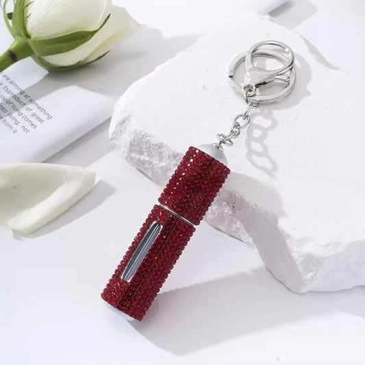 Creative Diamond-encrusted Keychain Mini Perfume Metal Bottom Hot-selling Keychain Charging Bottling Women Key Chain Ring Gift