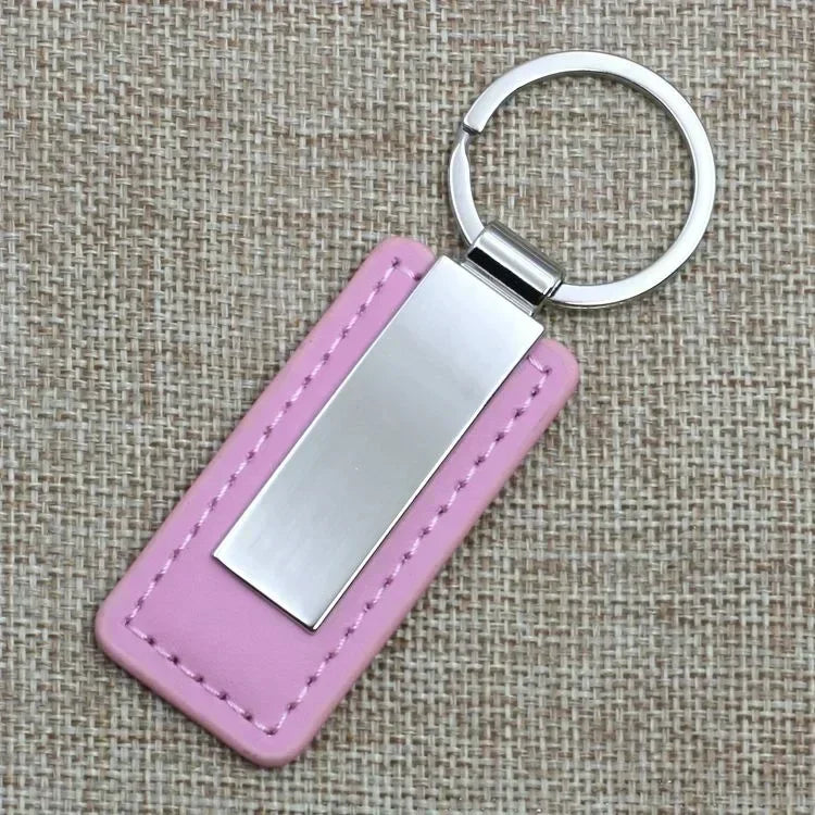 Metal Stainless Steel Leather Car Moto Keychain Men and Women Keyring Custom Laser Engraving Name Logo Key Chain Ring Gift