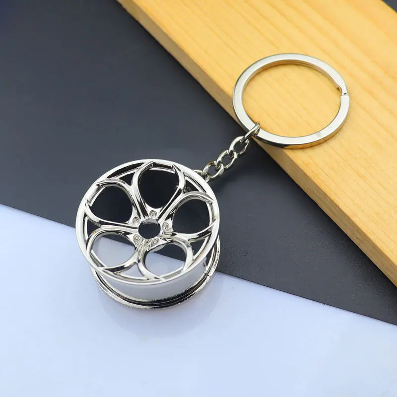 Creative Metal Mini Auto Parts Car Wheel Keychain Auto Enthusiast Keyring Accessories Key Ring Chain for Men Woman Lover Gift