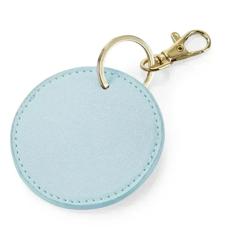 Custom LOGO Name Personalized Round Leather Keychain Clip UV Printing Color Key Ring Chain Carving Pendant Bag Keyring Gift