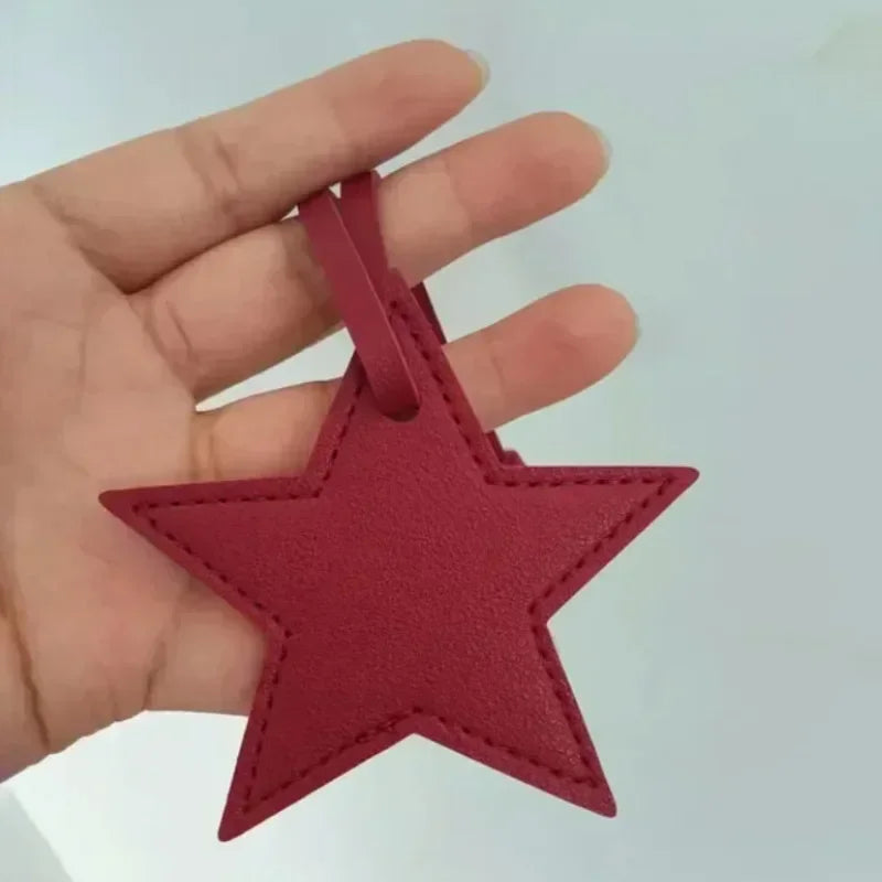 Custom Logo Name Leather Keychain Cute Star Shaped Pendant Keyring Bag Hanging Decorations Parts DIY Key Chain Ring Gift
