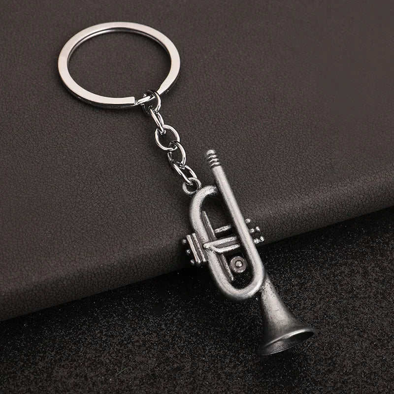 Creative Music Enthusiast Mini Metal Cute Keychain Saxophone Pendant Key Ring Accessories Personalized Keyring Lover Small Gift