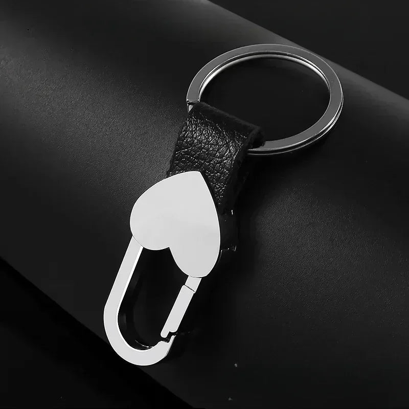 Commercial Affairs Custom Logo Name Keychain Buckle Men Car Moto Genuine Leather Key Ring Chains Men Waist Personalized Gift