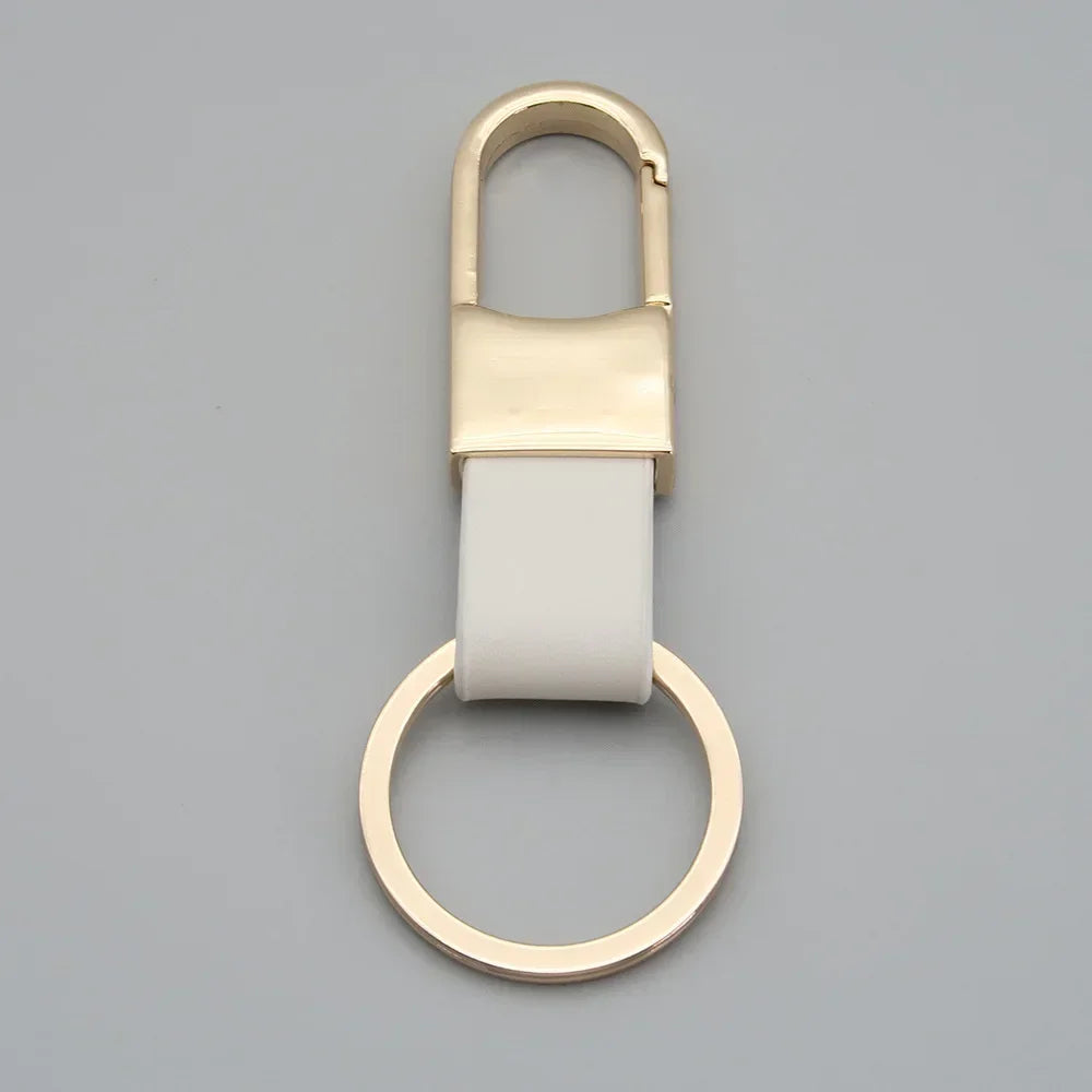 Custom Logo Name Simplicity Matte Finish Metal Leather Keychain with Laser Engraved Keyring Key Ring Chains Creative for Gif