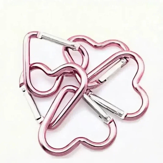5PCS Heart Shaped Metal Carabiner Keychain Carabiner Outdoor Climbing Camping Key Ring Multi Travel Kit Hook Hanging Keyring