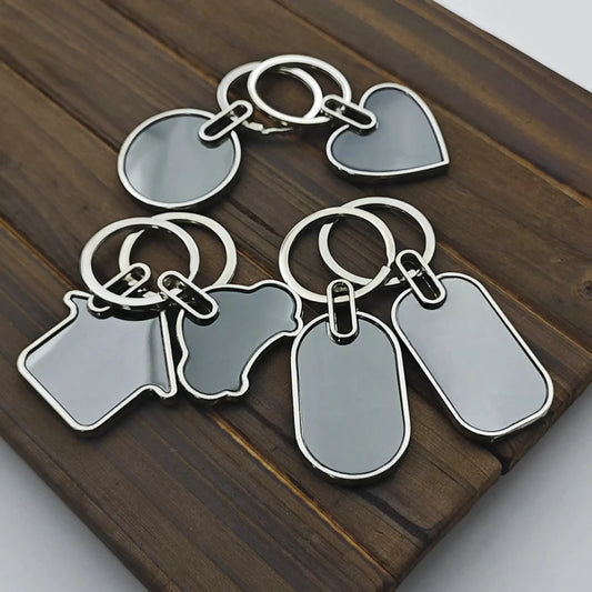 10pcs Custom Logo Name Keychain Metal Black Personalized Keyring Plate Laser Marking Engraving Stainless Key Chain Ring Gift