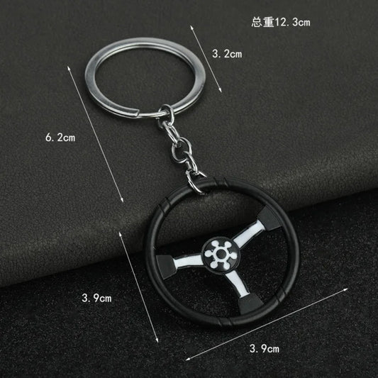 Creative Car Enthusiast Mini Metal Cute Keychain Auto Steering Wheel Pendant Key Ring Accessories Personalized Keyring Gift