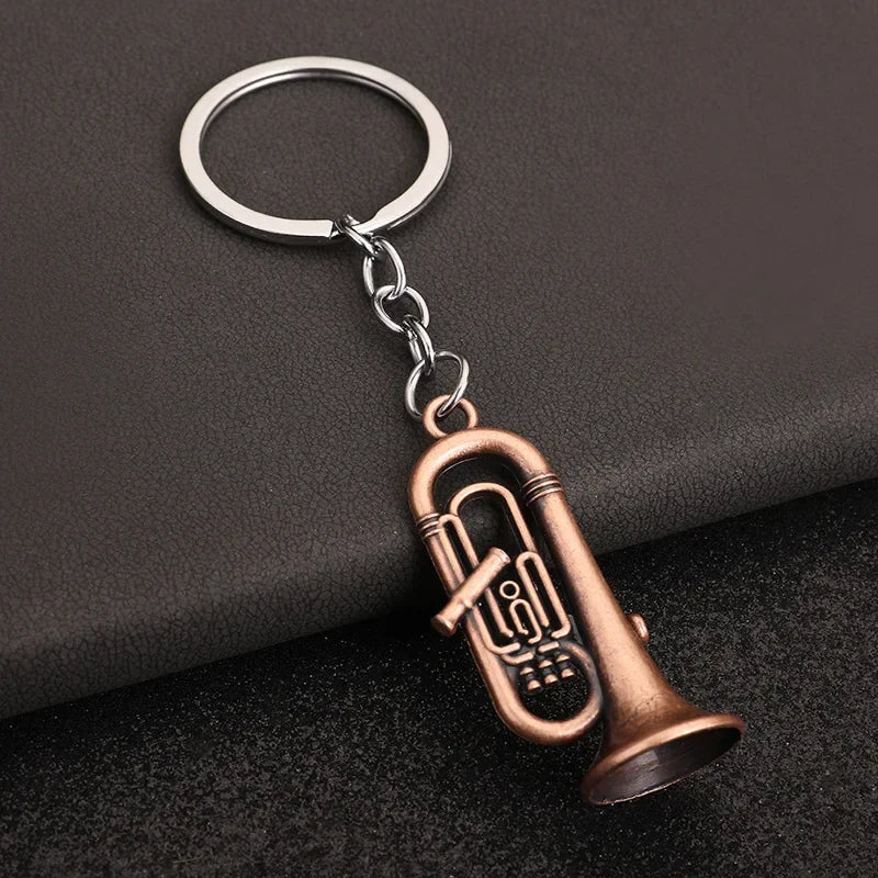 Creative Music Enthusiast Mini Metal Cute Keychain Saxophone Pendant Key Ring Accessories Personalized Keyring Lover Small Gift