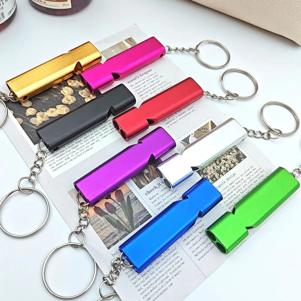 Portable EDC Whistle Emergency Survival Keychain Dual Frequency Survival Keyring Outdoor Camping Hiking Key Chain Ring Gift