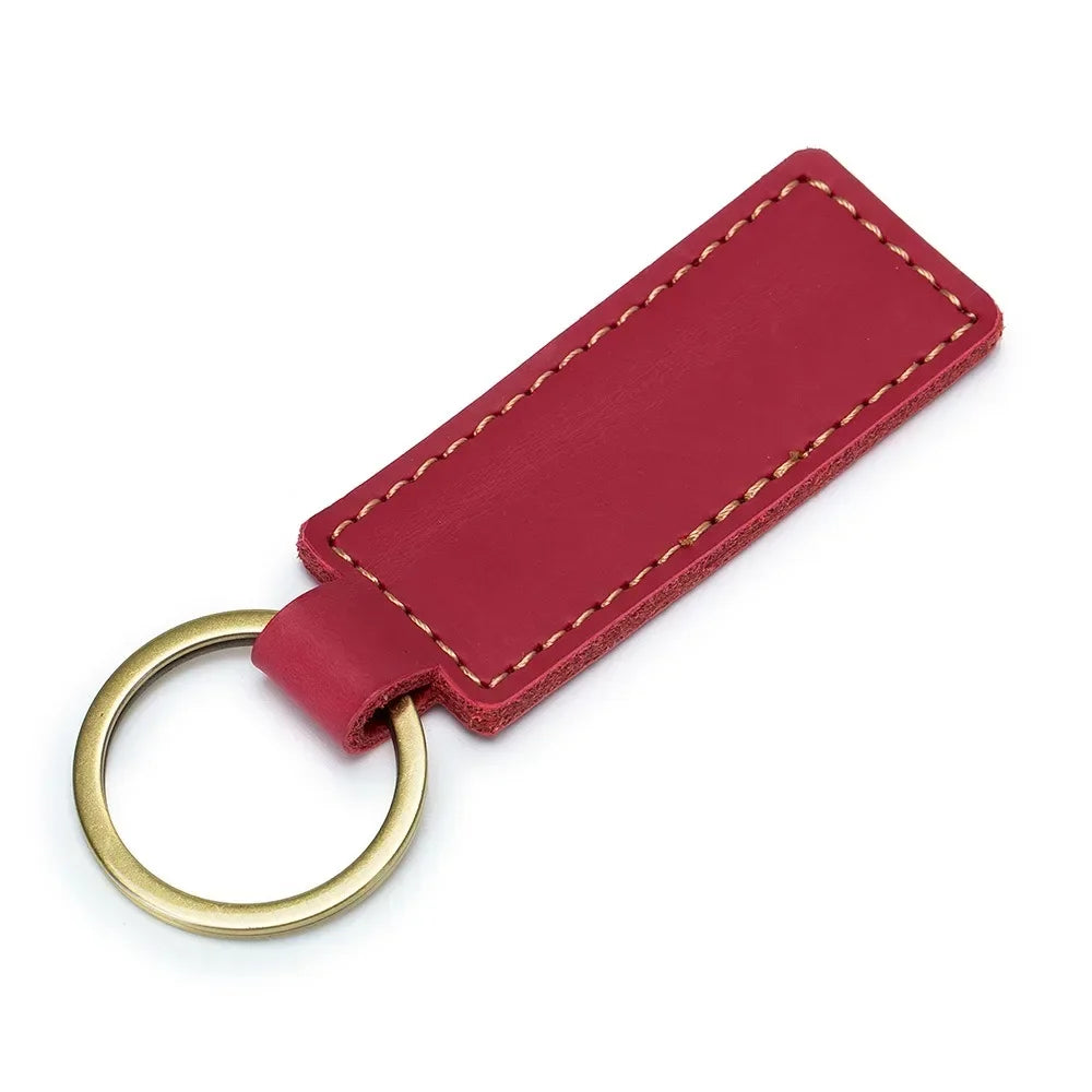 Customized Name Logo Multi Solid Color Retro and Minimalist Leather KeyChain Car Motorcycle Family Keyring Men and Women Gift