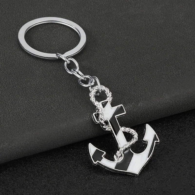 Personalization Originality 3D Metal Keychain Ship's Anchor Three-dimensional Backpack Keyring Adventure Key Chain Ring Gift