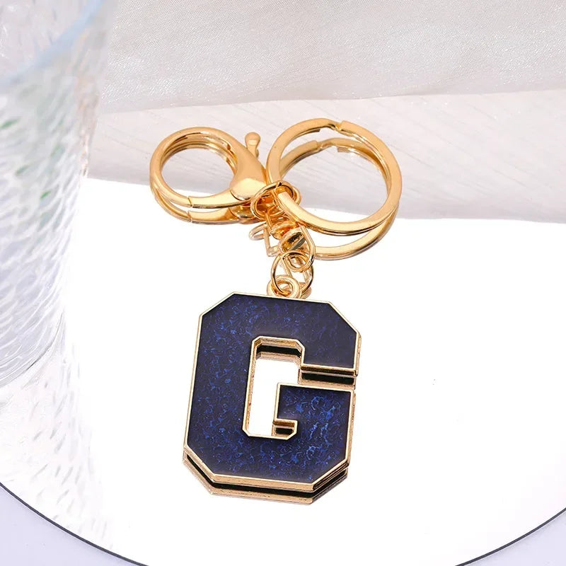 Fashion Bag Pendant Keychain A-Z Initials Keyring for Couples Metal Pendant DIY Gift for Men Women 26 Alphabet Accessories Gift