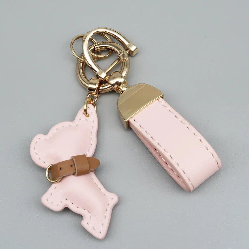 Custom Name Metal Leather Dog Keychain Pendant Moto Car Keyring Laser Engrave Text Cartoon Key Ring Chain Gift