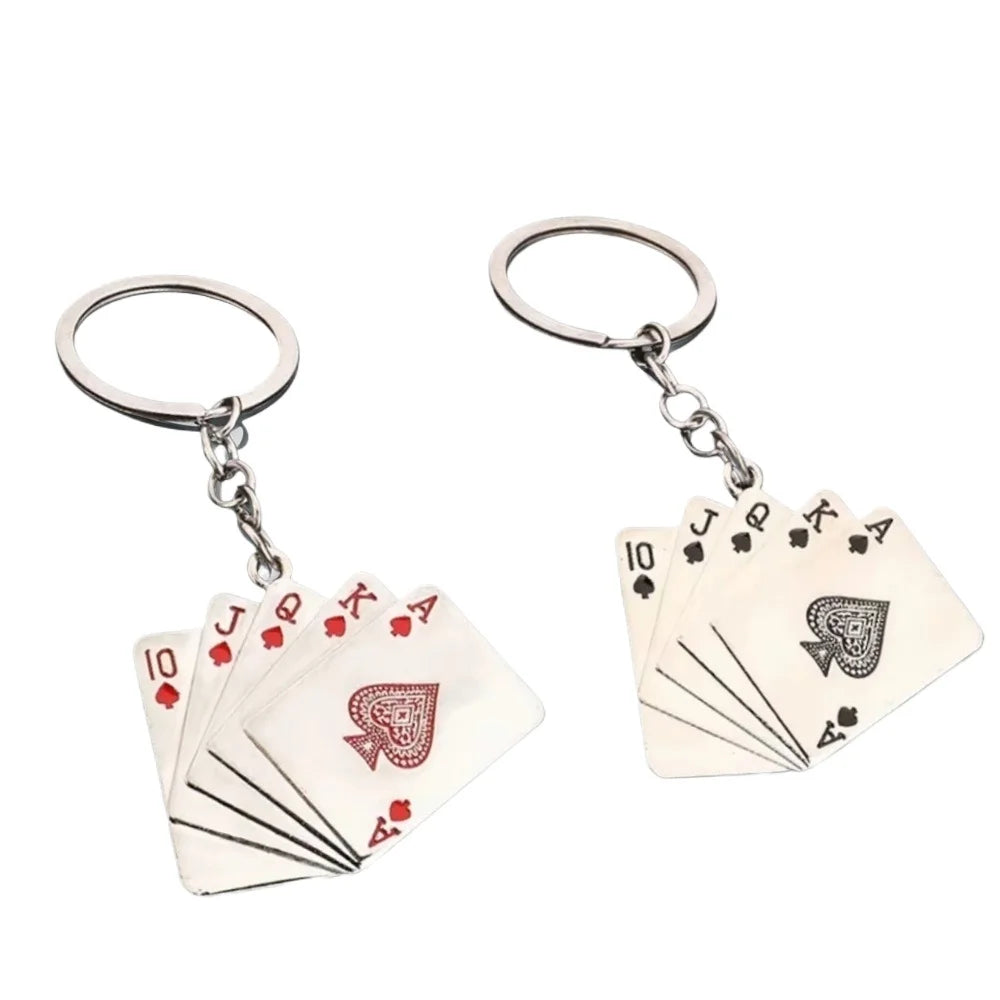 Creative Poker Enthusiast Mini Metal Cute Keychain Playing Cards Pendant Key Ring Accessories Personalized Keyring Lover Gift