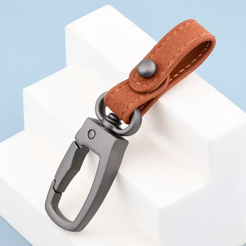 Leather Metal Fashion Keychain Men Ladies Essential Keyring Tri Color Bar Shaped Home Automobile Key Chain Anti Theft Detachable