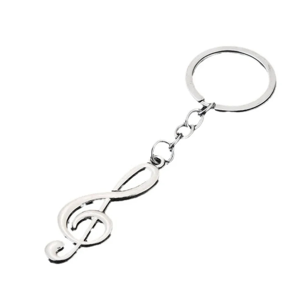 Creative Music Enthusiast Mini Metal Cute Keychain Note Pendant Key Ring Accessories Personalized Keyring Lover Small Gift