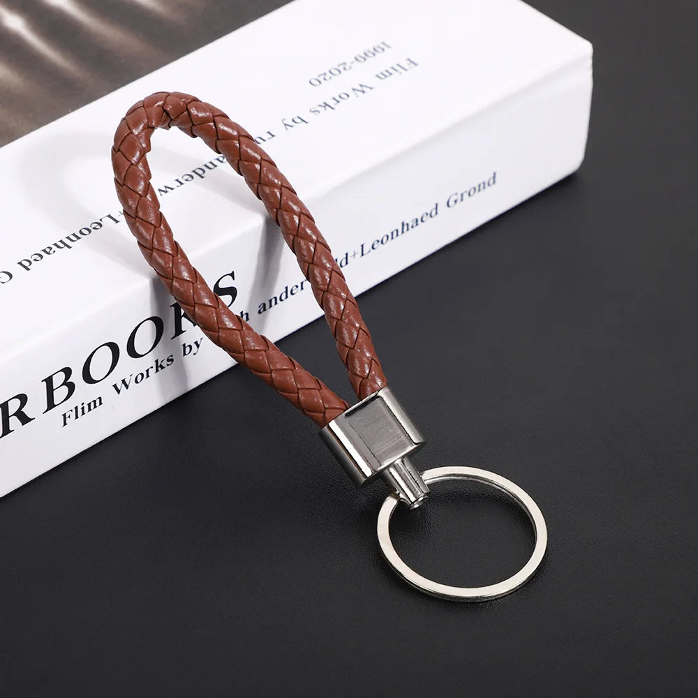 Originality PU Leather Metal Organization Rope Keychain Personality Custom Name Text Keyring Car Moto Key Ring Chain Gift