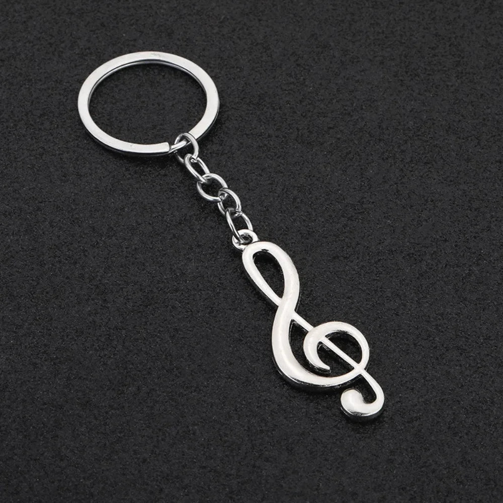 Creative Music Enthusiast Mini Metal Cute Keychain Note Pendant Key Ring Accessories Personalized Keyring Lover Small Gift