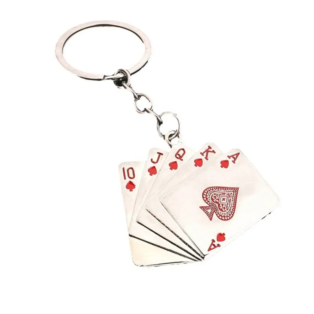 Creative Poker Enthusiast Mini Metal Cute Keychain Playing Cards Pendant Key Ring Accessories Personalized Keyring Lover Gift