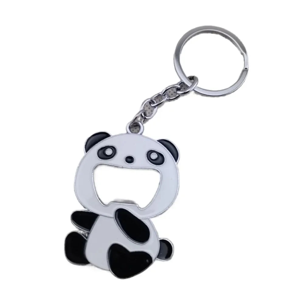 Panda Portable Beer Soda Bottle Opener Keychain Creative Metal Buckle Personality Keyring Cute Backpack Key Chain Ring Mini Gift