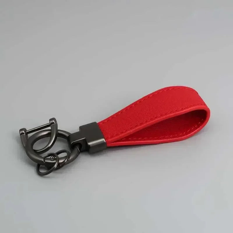 Custom Logo Name Luxury Genuine Leather Keychain Plaid Colors Women Men Keyring Black Buckle Car Moto Key Ring Chain Gift