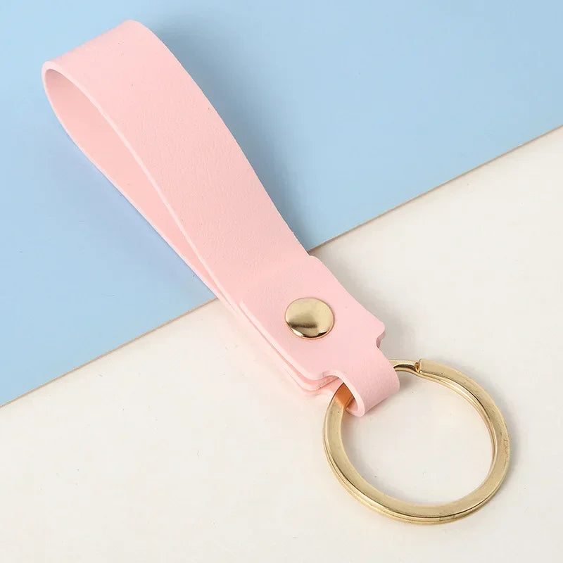 Fashion Personality PU Keychain Metal Cowhide Custom Name Keyring Motorcycle Car Hanging Rope DIY Manual Key Ring Chain Gift