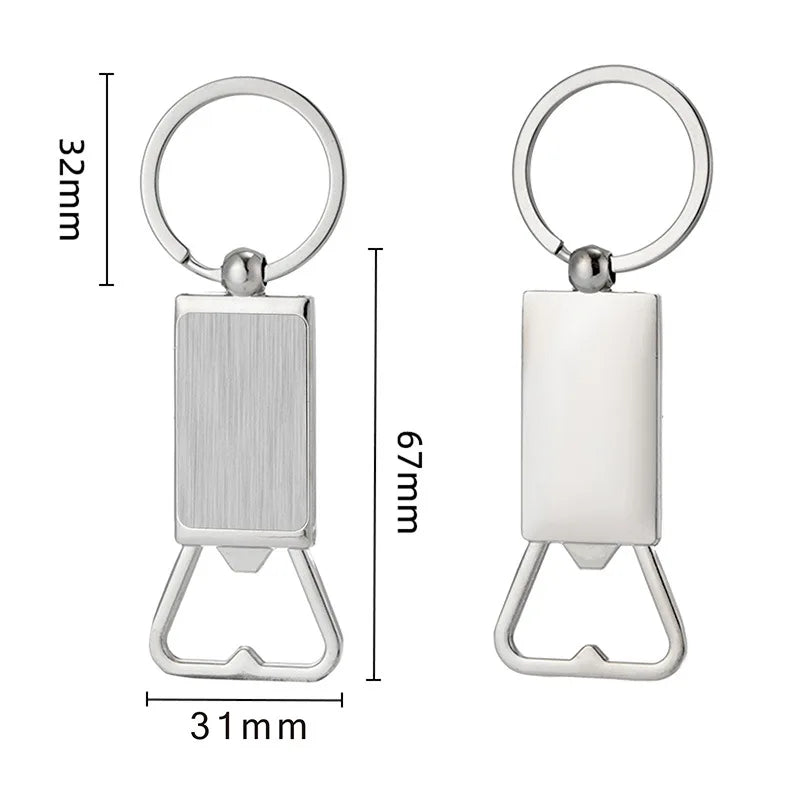 Creative Custom Laser Logo Name Keyring Metal Beer Bottle Opener Keychain Practical Printing Activity Bar Ad Key Ring Chain Gift
