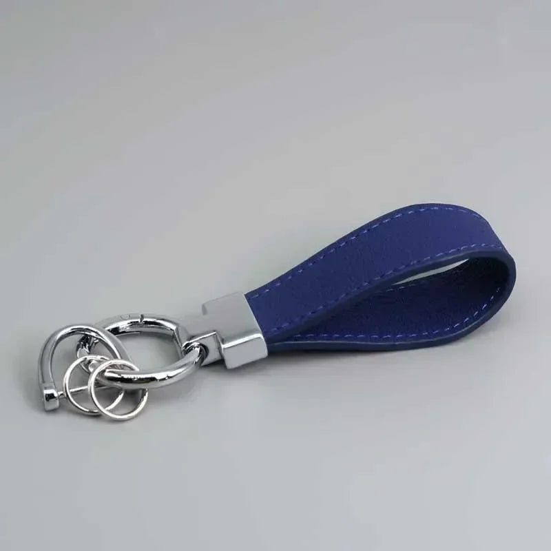 Custom Logo Name Luxury Genuine Leather Keychain Plaid Colors Women Men Keyring Black Buckle Car Moto Key Ring Chain Gift
