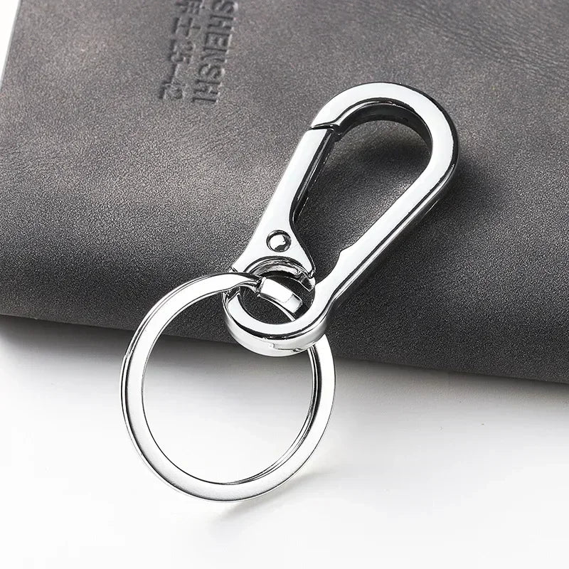 Commercial Affairs Custom Logo Name Keychain Buckle Men Car Moto Genuine Leather Key Ring Chains Men Waist Personalized Gift
