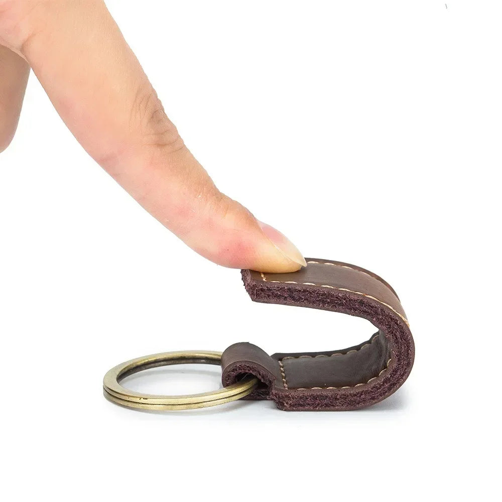 Customized Name Logo Multi Solid Color Retro and Minimalist Leather KeyChain Car Motorcycle Family Keyring Men and Women Gift